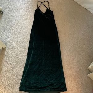 Velvet Evergreen Gown w/ Double Slits